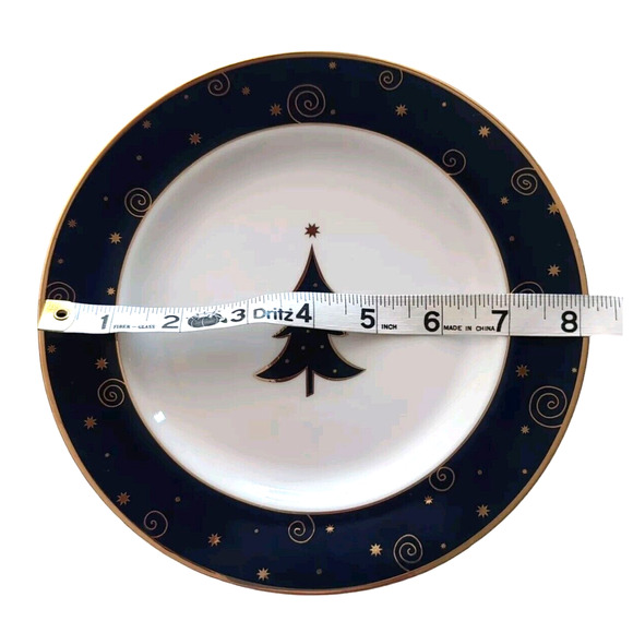 VTG 2000 Sakura Star Light 4 Christmas Celestial Salad Dessert Plates Porcelain - Picture 5 of 7